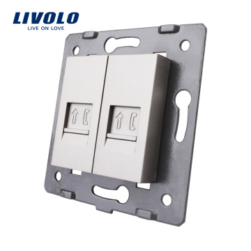 Manufacture Livolo Gray Wall Socket Accessory 2 Gang Telephone Socket RJ11 / Outlet VL-C7-2T-15